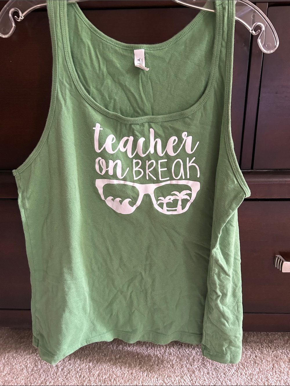 Green 'Teacher on Break' Graphic Tank Top